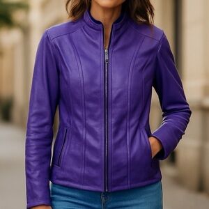 👛 (ANY 2/$50) NORTHERN REFLECTIONS Faux Leather Purple Jacket See Video